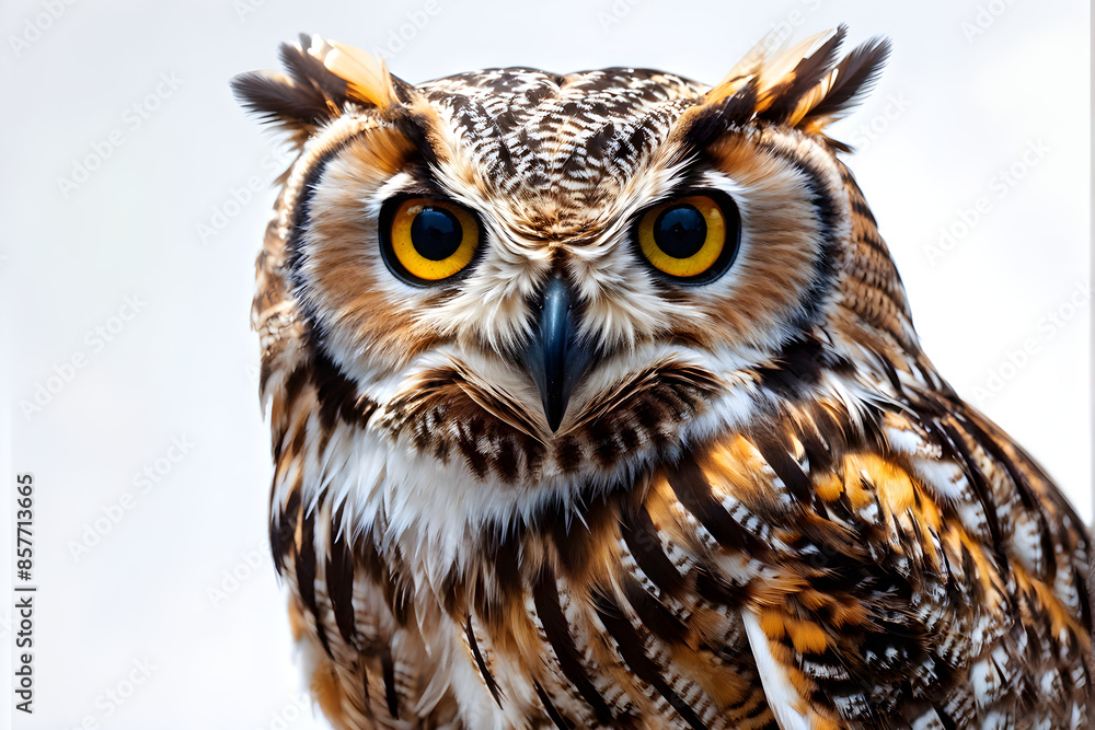 Wo Bird owl, isolated, white background, bird, nocturnal, wildlife, raptor ...
