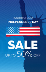 Wall Mural - Fourth of July sale banner vector illustration