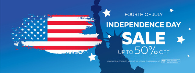 Wall Mural - Fourth of July sale banner vector illustration
