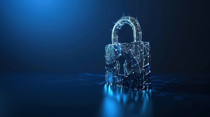 digital padlock on a dark blue background representing cyber security technology for fraud preventio