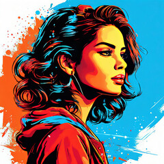 fashion portrait of a woman in pop art style.