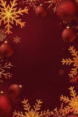 Wall Mural - a beautiful christmas backdrop with red baubles and golden snowflakes, creating a festive ambiance, 