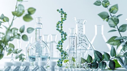 green dna in lab setting, a symbol of biotechnology