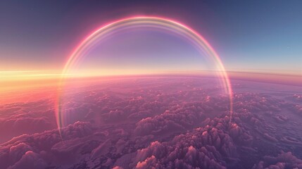 Wall Mural - Sky Gradients Atmospheric Optics: A 3D illustration showcasing the gradient of colors in the sky caused by atmospheric optics