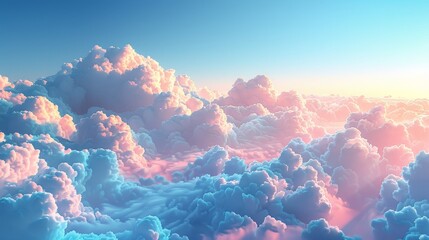 Wall Mural - Sky Gradients Cloud Formations: A 3D illustration featuring the gradient of colors in the sky