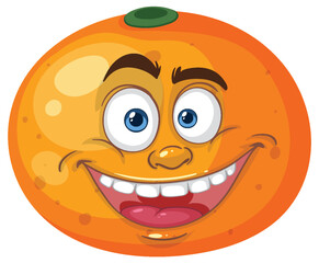 Wall Mural - Smiling orange with expressive eyes and mouth