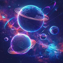 Wall Mural - earth and sun in space with light and glow tags: light, space, ball, planet, science, energy, earth,