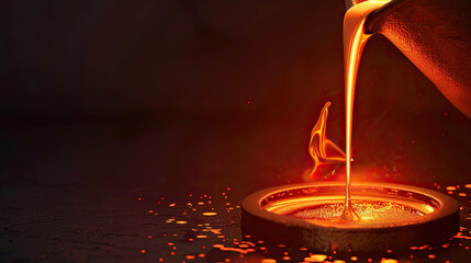 Wall Mural - Molten metal pouring from a crucible into a mold