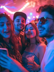 A friends at party making selfie