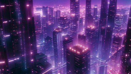Wall Mural - A futuristic cityscape filled with neon lights and towering skyscrapers, showcasing a modern urban environment, A futuristic vision of a world where food waste has taken over the landscape