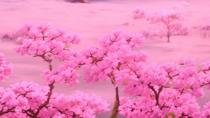 Wall Mural - Close up view of a tree with pink cherry blossom flowers in full bloom, Cherry blossom trees in full bloom