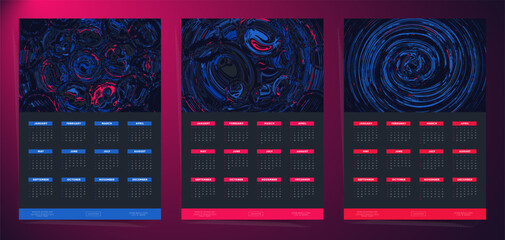 Wall Mural - Dark 2025 Calendar with Neon Abstract Design. Modern and Futuristic Annual Planner.

