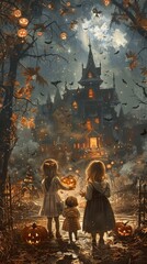 Canvas Print - Boo-tiful Memories Children Making Halloween Magic