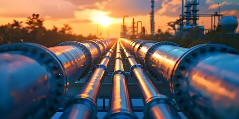 Sticker - Oil and gas pipeline undergoing refining process to transport oil and gas. Concept Oil Refining, Gas Pipeline, Oil Transportation, Refining Process, Oil and Gas Industry