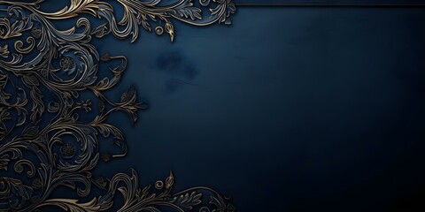 Elegant vintage border design on dark blue background with black vignette. Concept Vintage Design, Border, Elegant, Dark Blue Background, Black Vignette