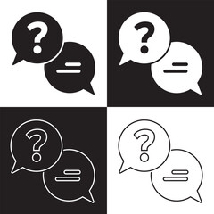 Wall Mural - Question mark icon set. Bubble question icon, FAQ questions symbol on a white and black background. Vector illustration.  EPS 10