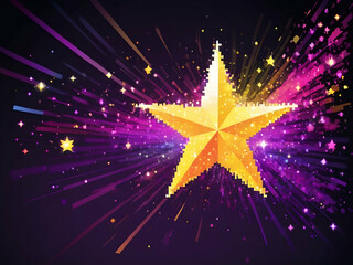 Wall Mural - abstract sparkle star pixel, Bright yellow pink purple blue sparkling pixel background