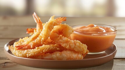 Wall Mural - Golden Fried Shrimp with Creamy Sauce