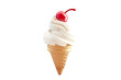 © tayyaba - 3d icon of ice cream cone with red cherry on top on a white background