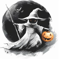 Canvas Print - Wicked White Isolated Halloween Illustration