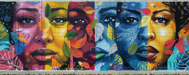 A vibrant street art mural, its bold colors and powerful message transforming an urban wall into a work of art.