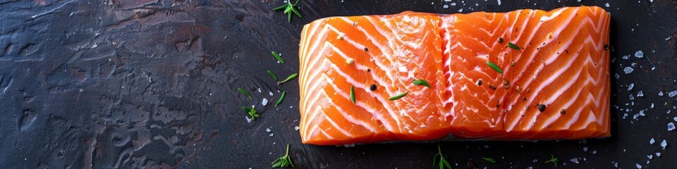 Wall Mural - Fresh Salmon Fillets for Gourmet Seafood Dinner: Capturing Healthy Lifestyle, Colleague Team Building, and Holiday Feast Concepts. AI-Generated High-Resolution Wallpaper Background