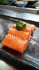 Sticker - Fresh Salmon Fillets for Gourmet Seafood Dinner: Capturing Healthy Lifestyle, Colleague Team Building, and Holiday Feast Concepts. AI-Generated High-Resolution Wallpaper Background