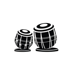 Illustration of a logo of a traditional Indian musical instrument, a tabla silhouette suitable for music stores and communities.