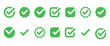 © Khulqi Design - Checkmark icon. Green checkmark vector set. Checked check box sign.