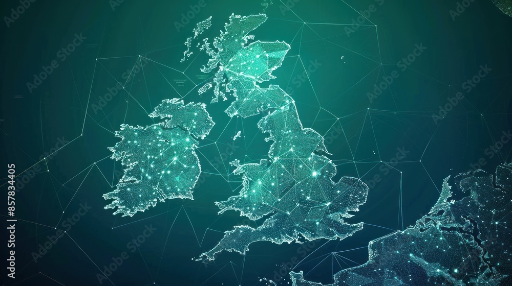 Abstract Digital Map of the United Kingdom Stock Illustration | Adobe Stock