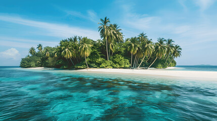 Wall Mural - Tropical island with white sandy beaches and turquoise water