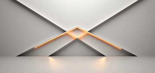 Poster - Featuring a white wall with light lines in the center, this 3D rendering of a modern abstract background presents a minimalist interior design concept, ideal for exhibitions and artistic displays.