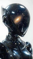 Sticker - Captivating Galactic Humanoid in Sleek Futuristic Armor