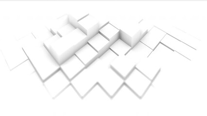 Wall Mural - 3D animation of white diamond or rhombic blocks random waving on the center of the composition, 4K abstract animated background