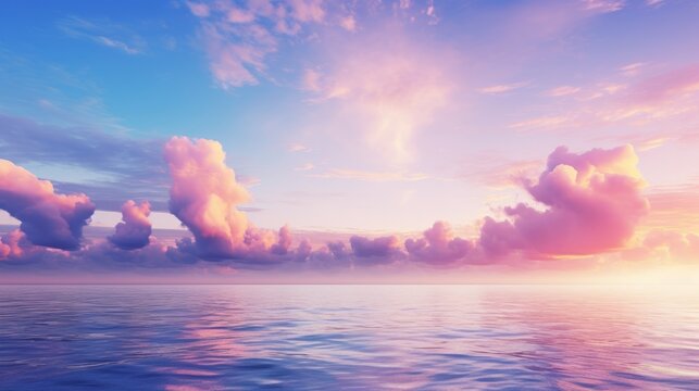 Beautiful tropical pink blue sea sunset and beautiful blue purple sky clouds in the background and sea ocean waves.