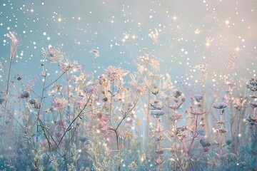 Sticker - Starlit Enchanted Meadow: This wallpaper showcases an enchanted meadow bathed in starlight