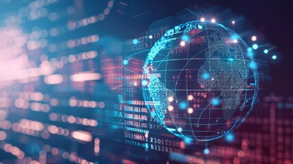 A futuristic abstract background of data networks, IT industries, network flows, and stocks