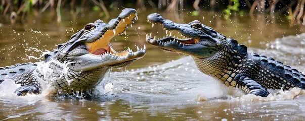 Intense Alligator vs Crocodile Clash in Dramatic Wildlife Battle