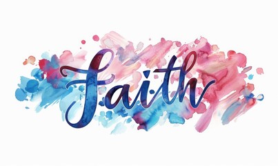 Wall Mural - Faith - modern calligraphy lettering text on grunge splash background