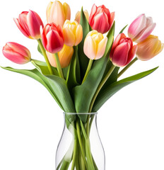 Wall Mural - tulip bouquet isolated on white or transparent background,transparency 