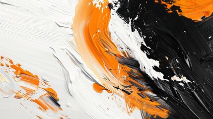 Abstract Orange, Black, and White Paint Swirls