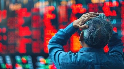 stress old people in front of trader screen