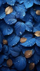 Wall Mural - Beautiful leafs in blue tones, texture.