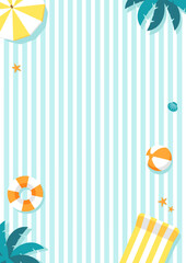 Wall Mural - Summer beach vector  background illustration ( portrait size for poster, flyer etc. )