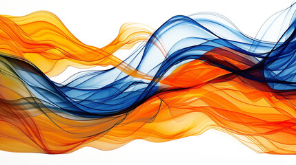 Colorful abstract background with flowing blue orange waves, elegant fluid digital