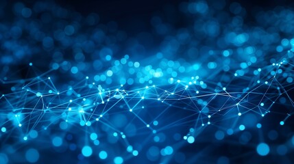 Abstract network connections with blue-toned dots, business wireless future