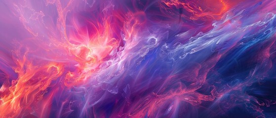Canvas Print - cosmic abstract composition featuring a vibrant purple background with a fantastical glow of light a