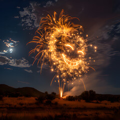 Wall Mural - fireworks in the night sky. Generative AI