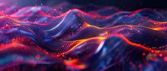 Canvas Print - dynamic flow and neon light, with particles and lines illustrating energy and motion in a modern, ge
