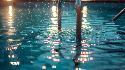 Wall Mural - rain falling in the swiming pool